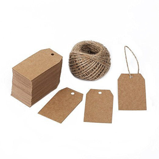 100Pcs Heart Shape Gift Wrapping Small Card Label Card Kraft Paper Hang Tags B