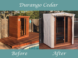 Durango Sauna Outdoors with Custom Canvas Cover