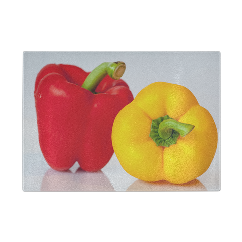 Red-Yellow Pepper Glass Cutting Board