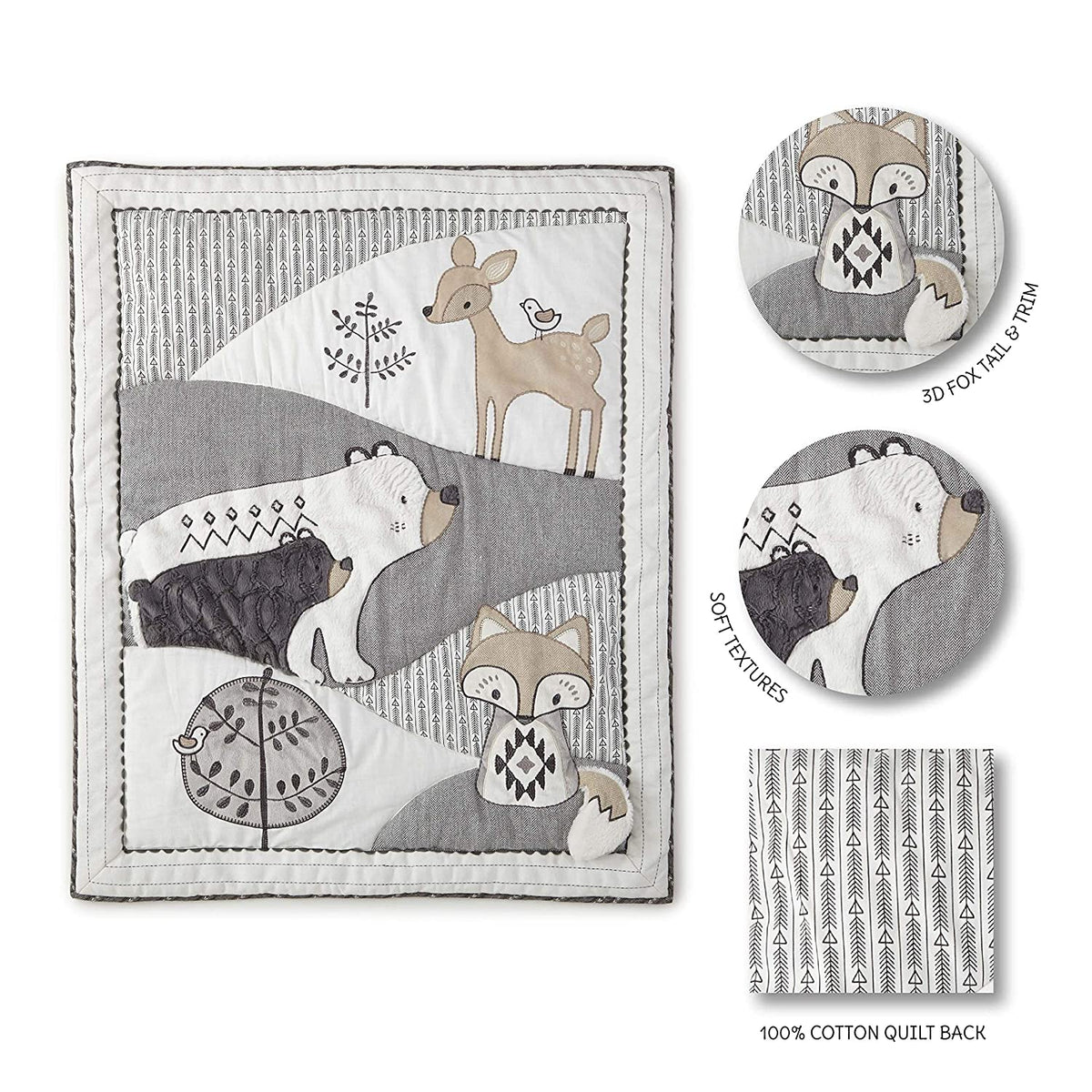 levtex baby bailey charcoal and white woodland themed