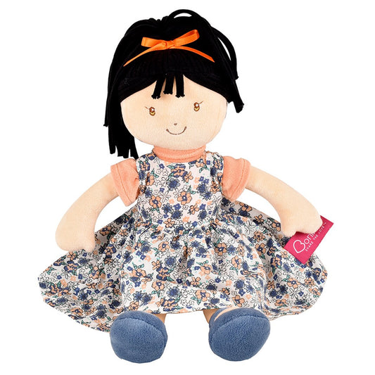 Tikiri Toys Tammy Lu -  Black Hair in Blue Print Dress