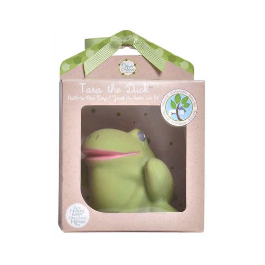 Tikiri Toys Gemba the Frog Organic Natural Rubber Teether, Rattle & Bath Toy