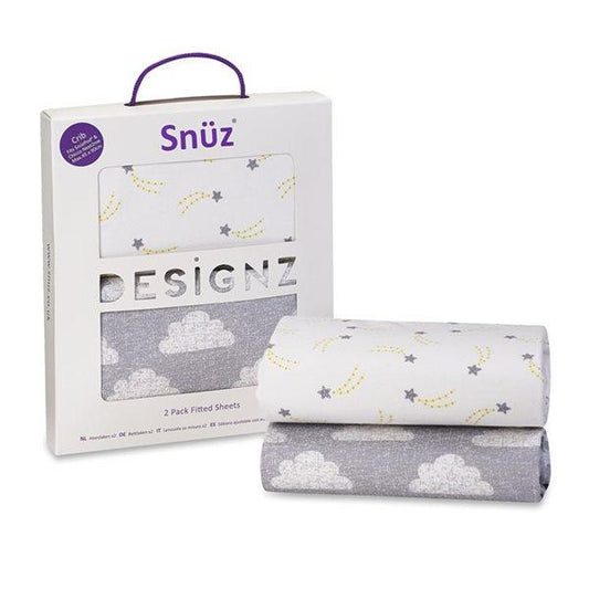 Snuz Designz Twin pack fitted sheets in Cloud Nine - Crib Size - scandibornusa