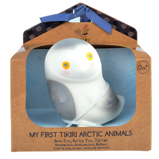 Tikiri Toys My First Arctic Snow Owl Organic Teether, Rattle & Bath Toy