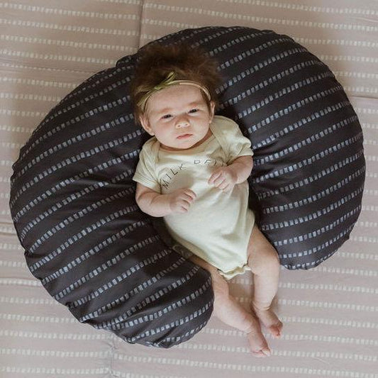 Toki Mats Nursing Pillow Cover - Stripe In Dark Grey