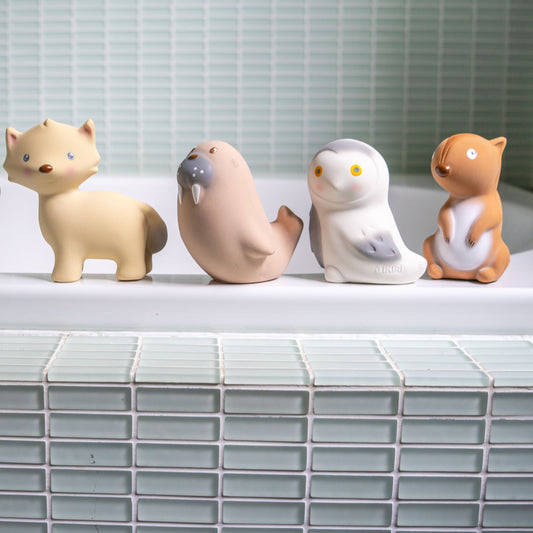 Tikiri Toys Arctic Squirrel Rubber Teether, Rattle & Bath Toy