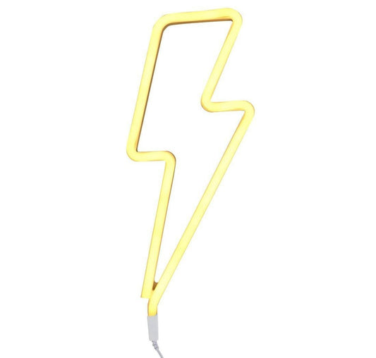 A Little Lovely Company Lightening Bolt Neon Wall Light in Yellow - EU Plug
