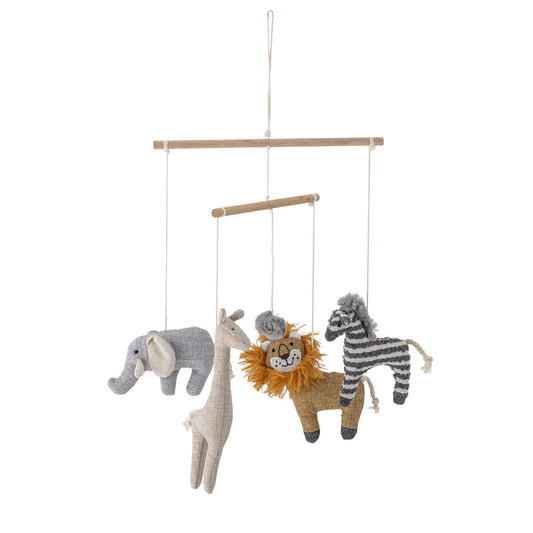 Bloomingville - Idor Cot Mobile in Multi Colour - Safari Animals - Scandibørn