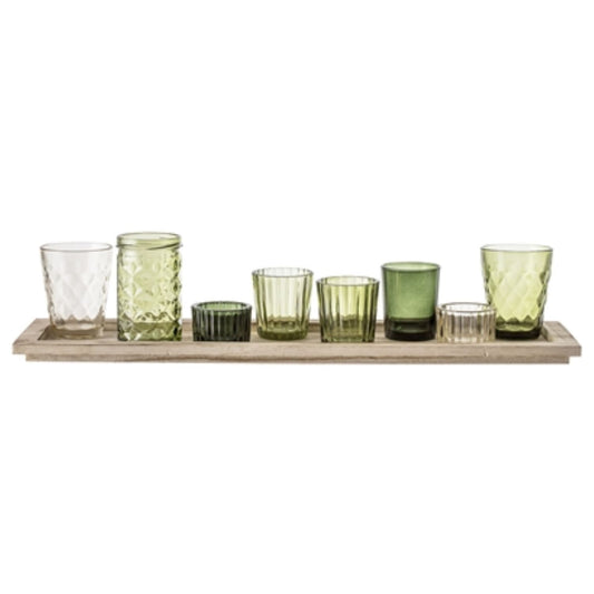 Bloomingville - Set of Green Glass Votive Candle Holders (9pcs.) - Scandibørn