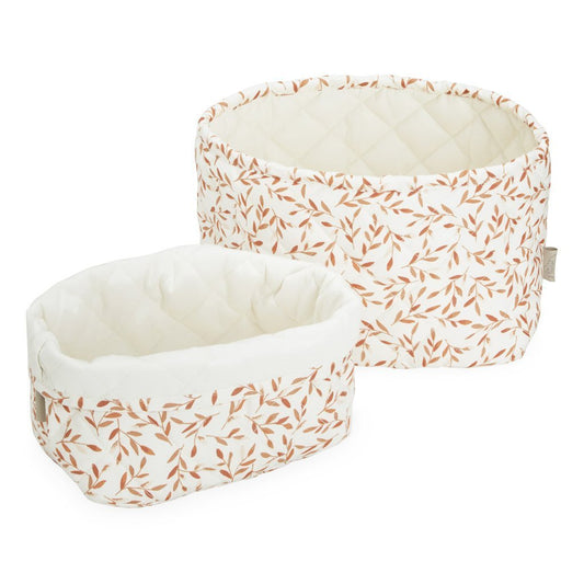 Cam Cam Quilted Storage Baskets in Caramel Leaves (Set of Two) - Scandibørn