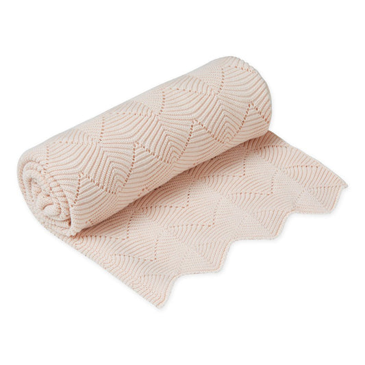 Cam Cam Scallop Knit Blanket  - Blossom Pink