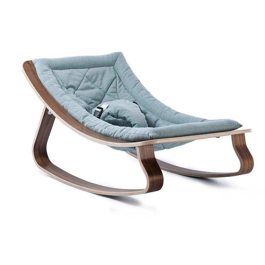 Charlie Crane Levo Baby Rocker in Walnut and Aruba Blue - Scandibørn