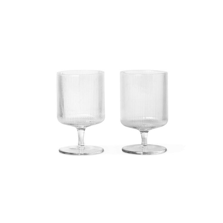 Ferm Living - Hand Blown Ripple Wine Glasses (Set of 2) - Scandibørn