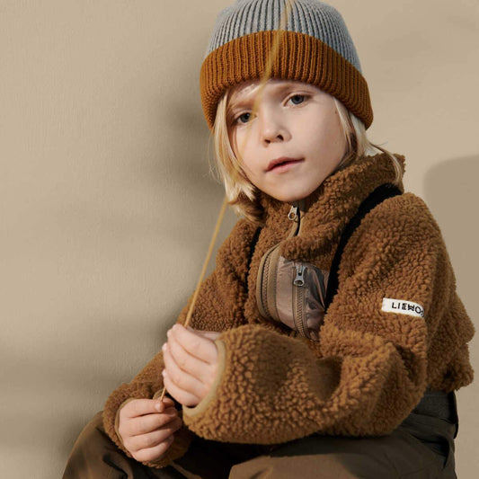 Liewood Ezra Beanie - Grey Melange/Golden Caramel Mix