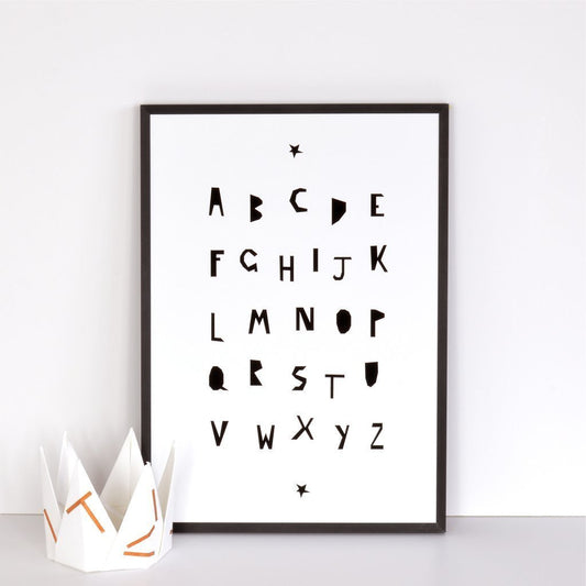 Ingrid Petrie Alphabet print in Black & White - Scandibørn