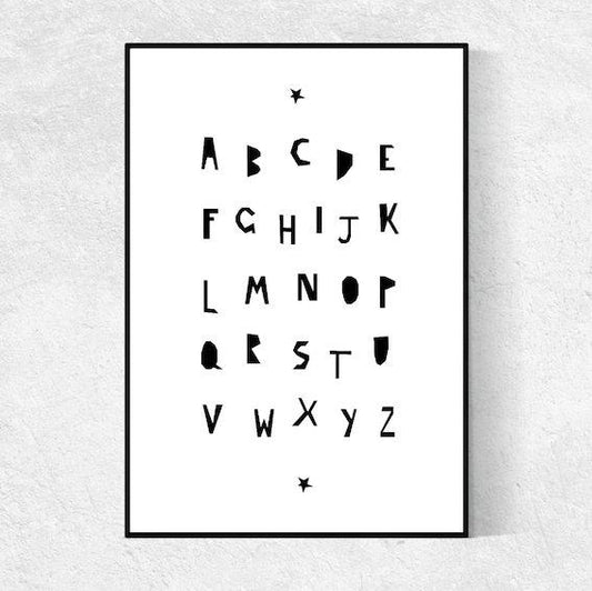 Ingrid Petrie Alphabet print in Black & White - Scandibørn