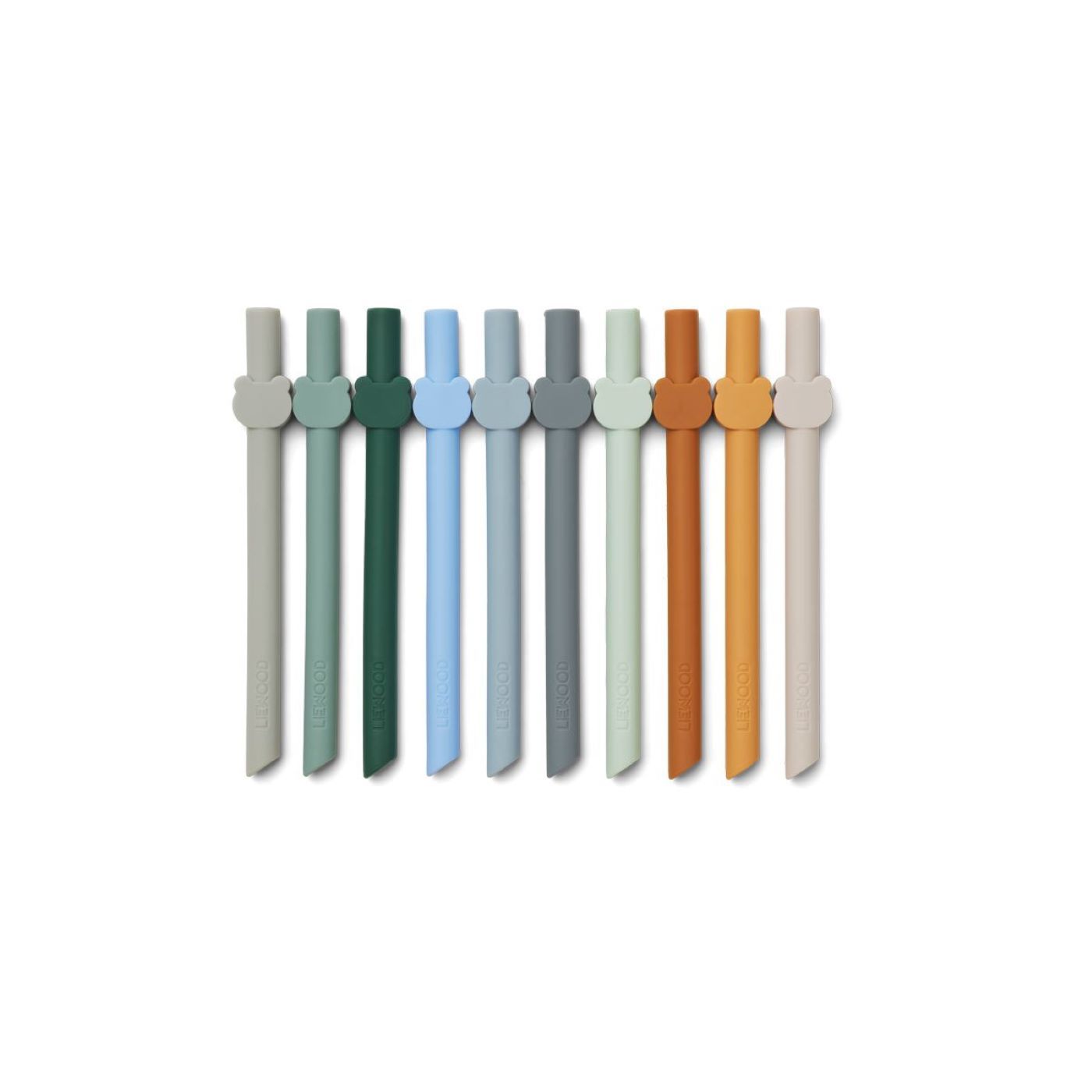 Liewood Badu Silicone Straw Set (10 Pack) - Blue Wave Multi Mix - Scandibørn