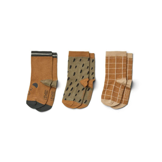 Liewood Silas Socks in Golden Caramel Multi Mix (3 pack)