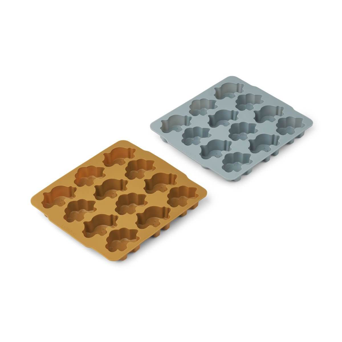 Liewood Sonny IceCube Tray 2 Pack - Dino Golden/Blue Fog Mix - Scandibørn