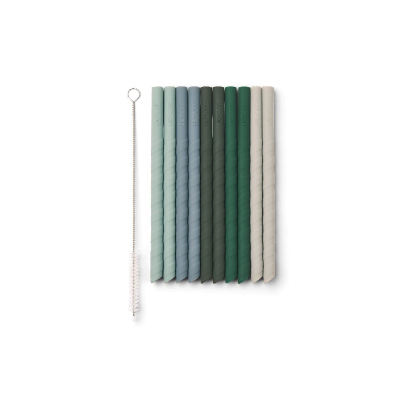 Liewood Timoti Silicone Straw Set (10 Pack) - Green Multi Mix - Scandibørn