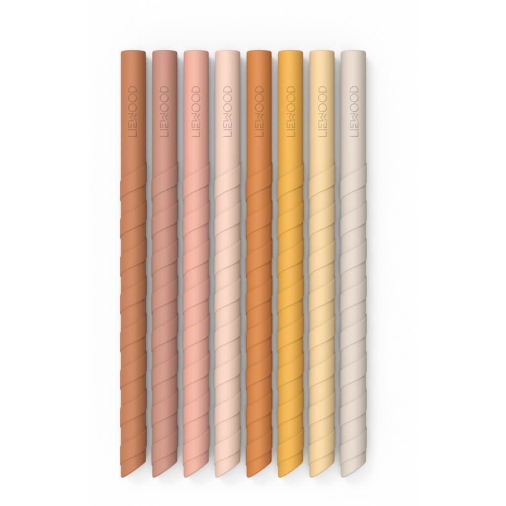 Liewood Zoe Silicone Straw Set (8 Pack) - Rose Multi - Scandibørn