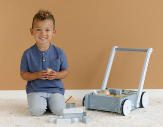 Little Dutch Baby Walker / Block Trolley in Ocean - Scandibørn