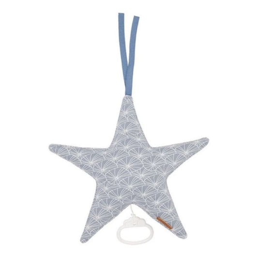 Little Dutch Star Shaped Music Box Mobile in Lily Leaves Blue - Scandibørn