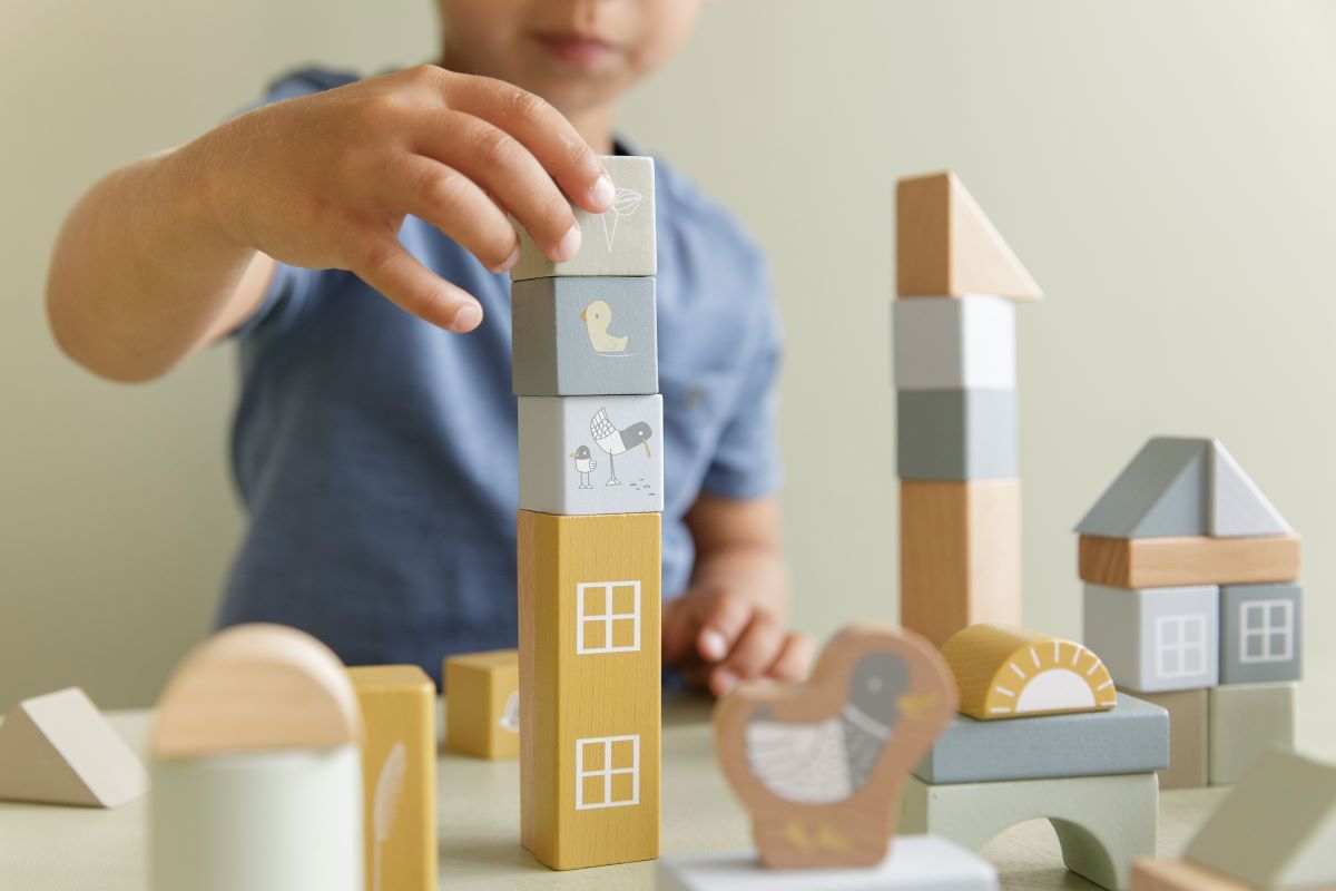 Little Dutch Wooden Building Blocks in Blue - Scandibørn