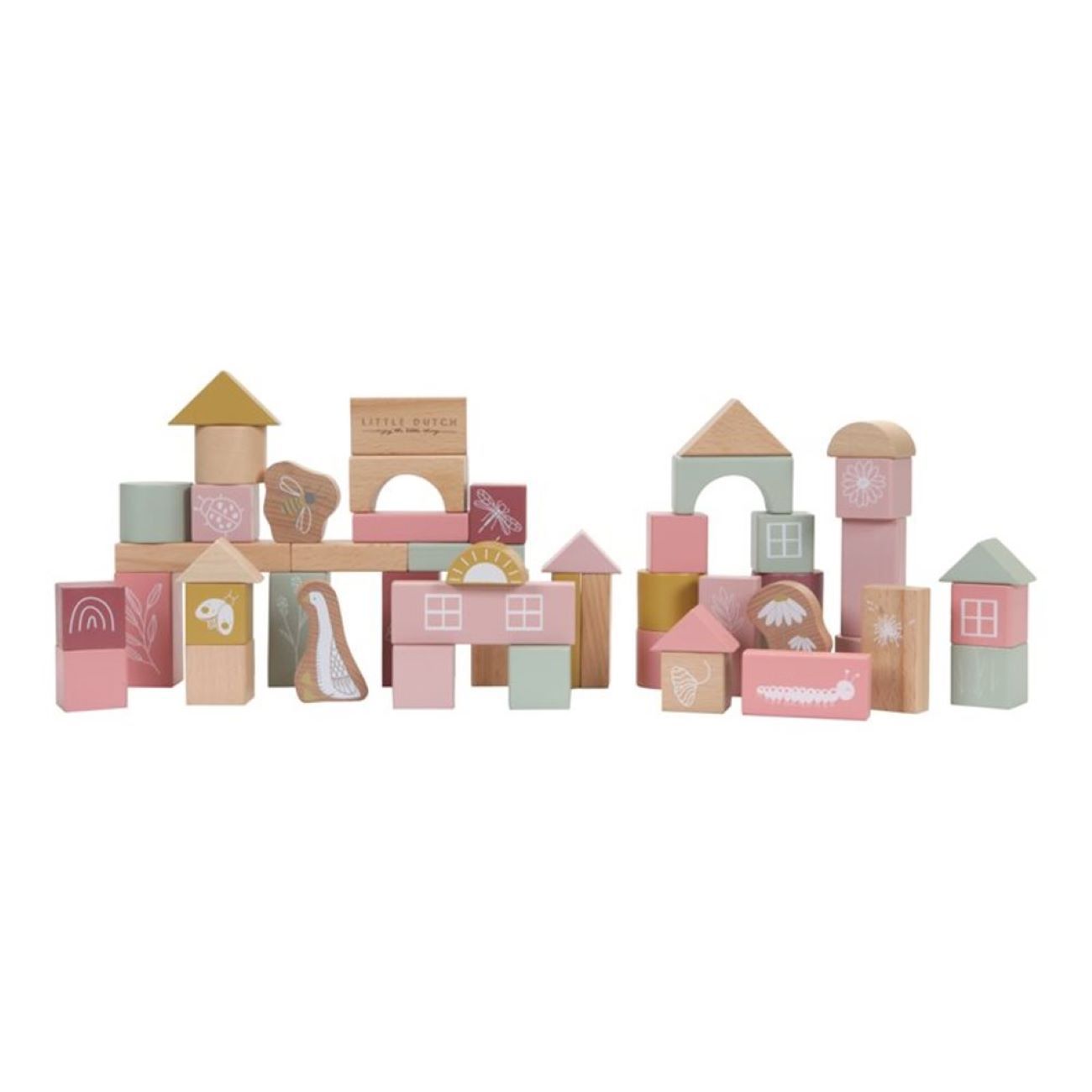 Little Dutch Wooden Building Blocks in Pink / Wild Flowers - Scandibørn