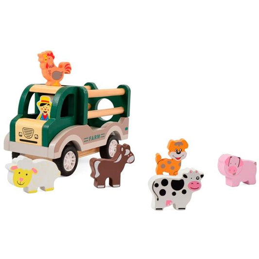 Magni Wooden Farm Truck with Six Animals - Scandibørn