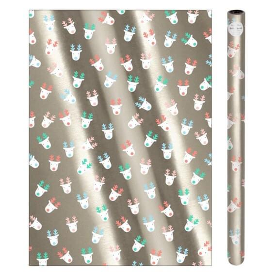 Meri Meri Christmas Gift Wrap - Silver Reindeer - Scandibørn