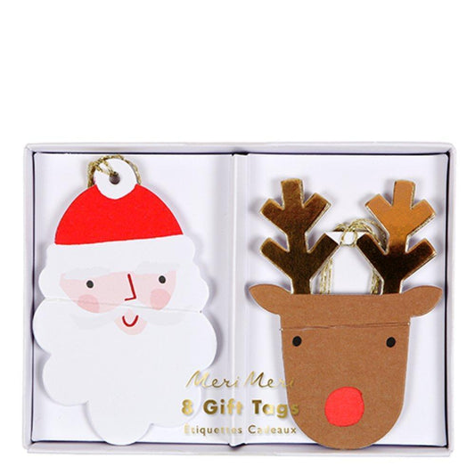 Meri Meri Festive Gift Tags - Santa & Reindeer