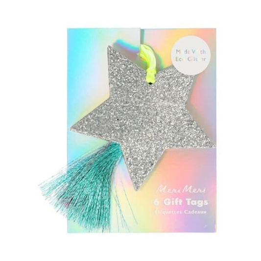 Meri Meri Silver Sparkle Star Gift Tags - Scandibørn