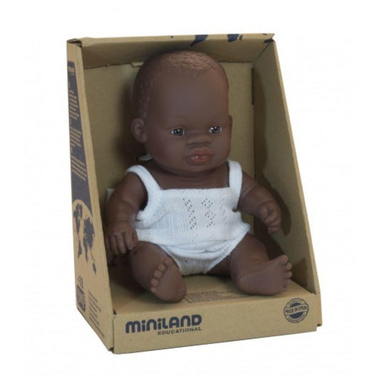 Miniland - Baby Doll African Girl - 21cm - Scandibørn