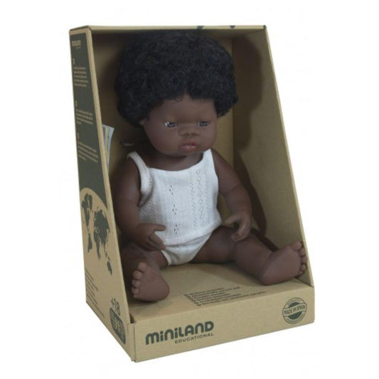 Miniland - Baby Doll African Girl - 38 cm - Scandibørn