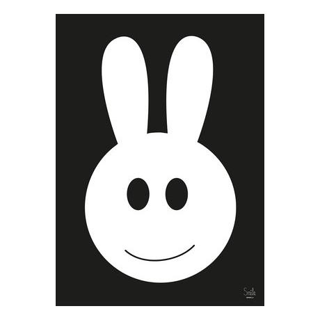 MiniWilla Smile Poster - Black & White Rabbit - Scandibørn