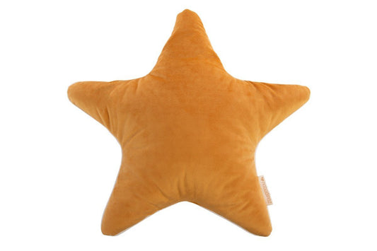 Nobodinoz Aristote Star Velvet Cushion in Farniente Yellow