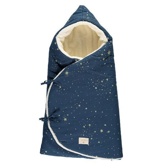 Nobodinoz Cosy Baby Nest Wrap/Bag in Gold Stella Night Blue - Scandibørn