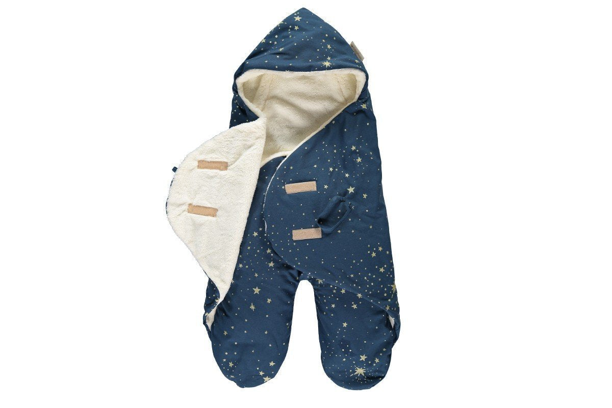 Nobodinoz Kiss Me Baby / Car Seat /Stroller Wrap Gold Stella Night Blue - Scandibørn