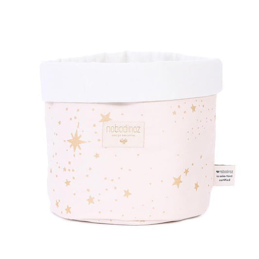Nobodinoz Panda Fabric Basket Gold Stella / Dream Pink (3 Sizes) - Scandibørn