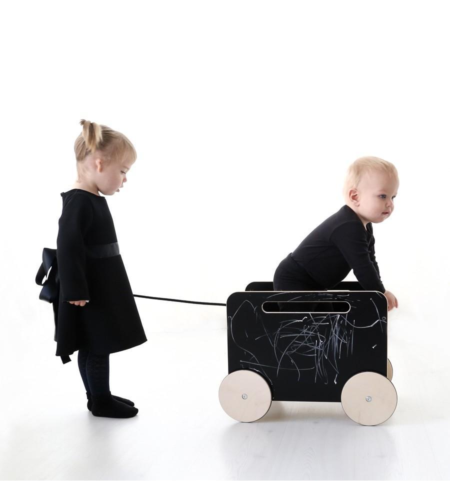 Ooh Noo Toy Chest on Wheels in Black - Scandibørn