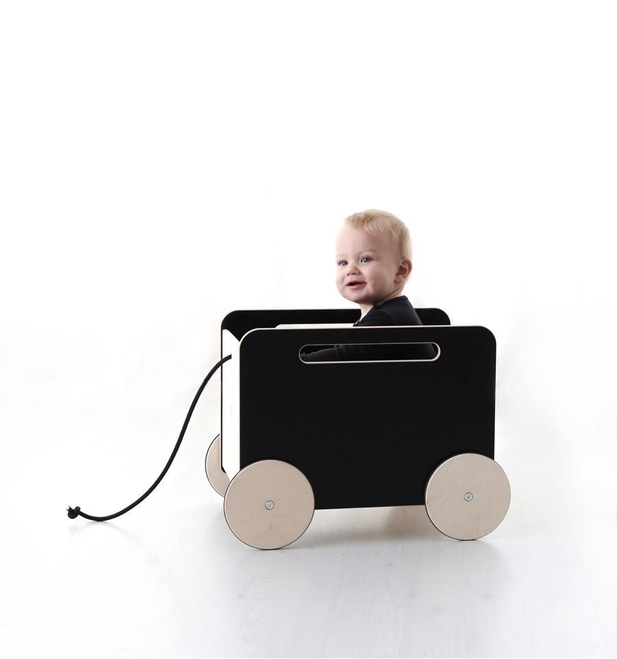 Ooh Noo Toy Chest on Wheels in Black - Scandibørn