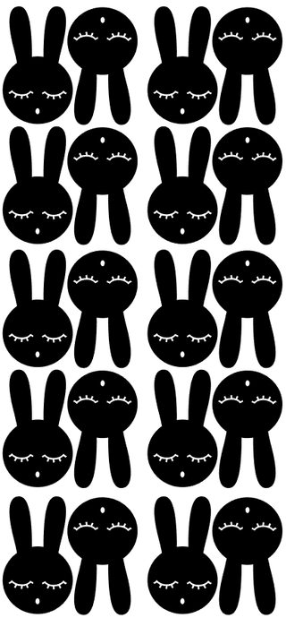 Pom Le Bon Homme Bunny wall transfers in black