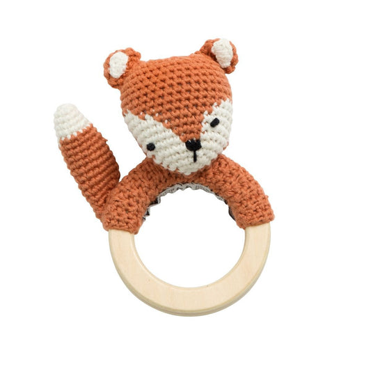 Sebra Crochet Rattle Sparky the Fox in Fox Tail Red - Scandibørn