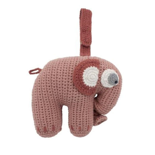 Sebra Fanto the Elephant Musical Pull Toy in Powder Pink - Scandibørn