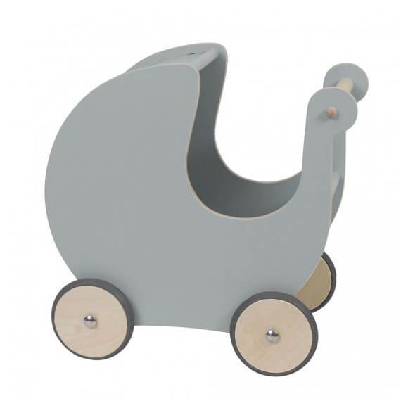 Sebra Wooden Doll's pram in Grey - Scandibørn