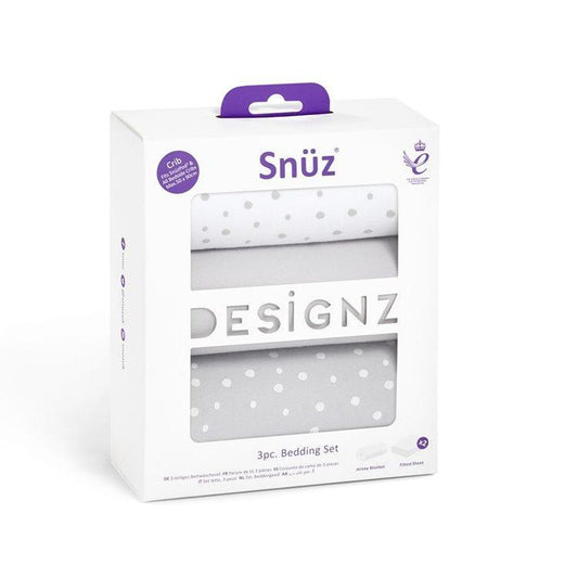 Snüz 3 Piece Crib Bedding Set in Grey Spots - Scandibørn