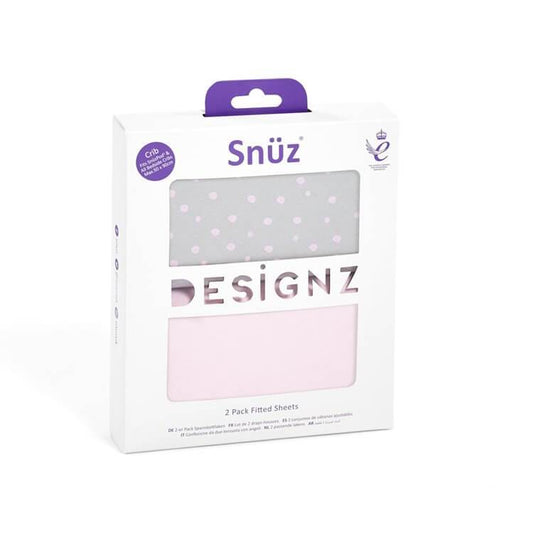 Snüz Crib 2 Pack Fitted Sheets in Pink Spots - Scandibørn