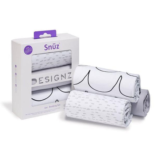 Snuz Designz 3 piece bedding set in Wave Mono - Crib Size