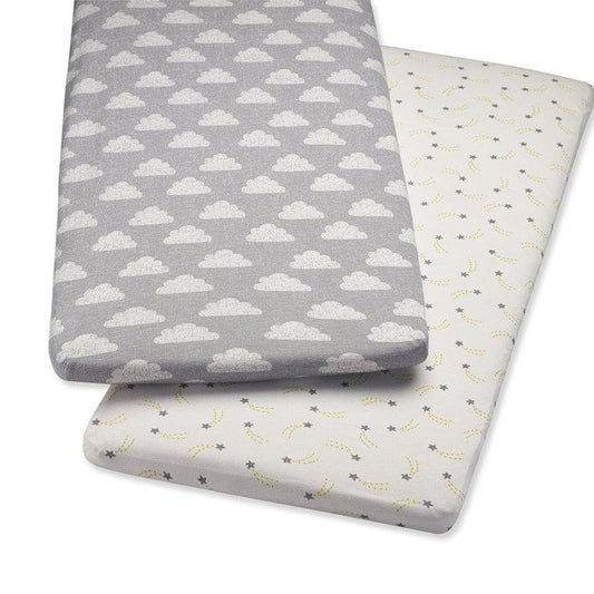 Snuz Designz Twin pack fitted sheets in Cloud Nine - Crib Size